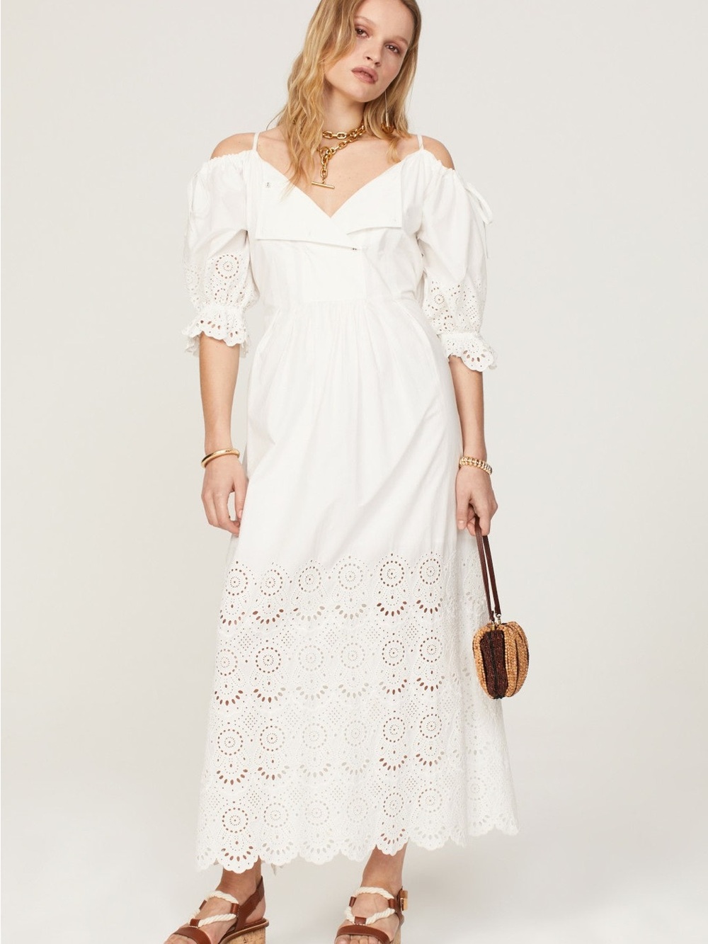 Ulla Johnson Narcisa White Eyelet Maxi Dress Size 8